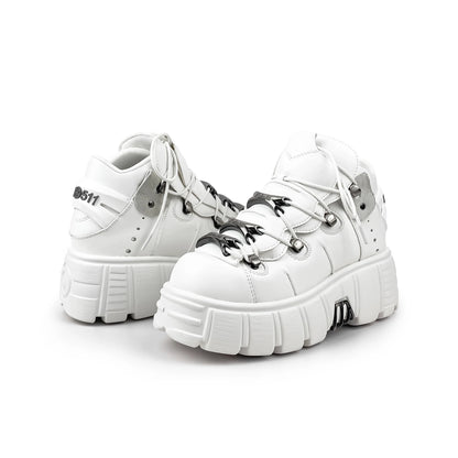 2024 New Punk Style Women's Platform Shoes – 6CM Lace-Up Gothic Ankle Boots with Metal Decor