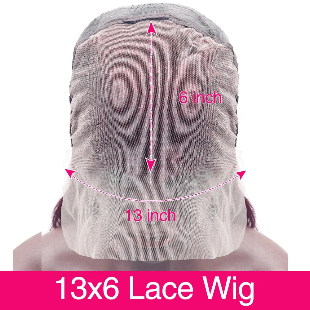 99J Burgundy Lace Frontal Wig – 13x6 Body Wave HD Transparent Lace Front Human Hair, Pre-Plucked 99J Red Color