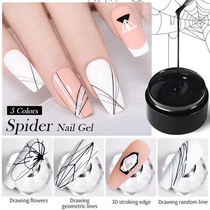 BORN PRETTY Spider Wire Gel Nail Polish 5ml - Flower Drawing & Creative Point-to-Line Nail Art Gel Varnish