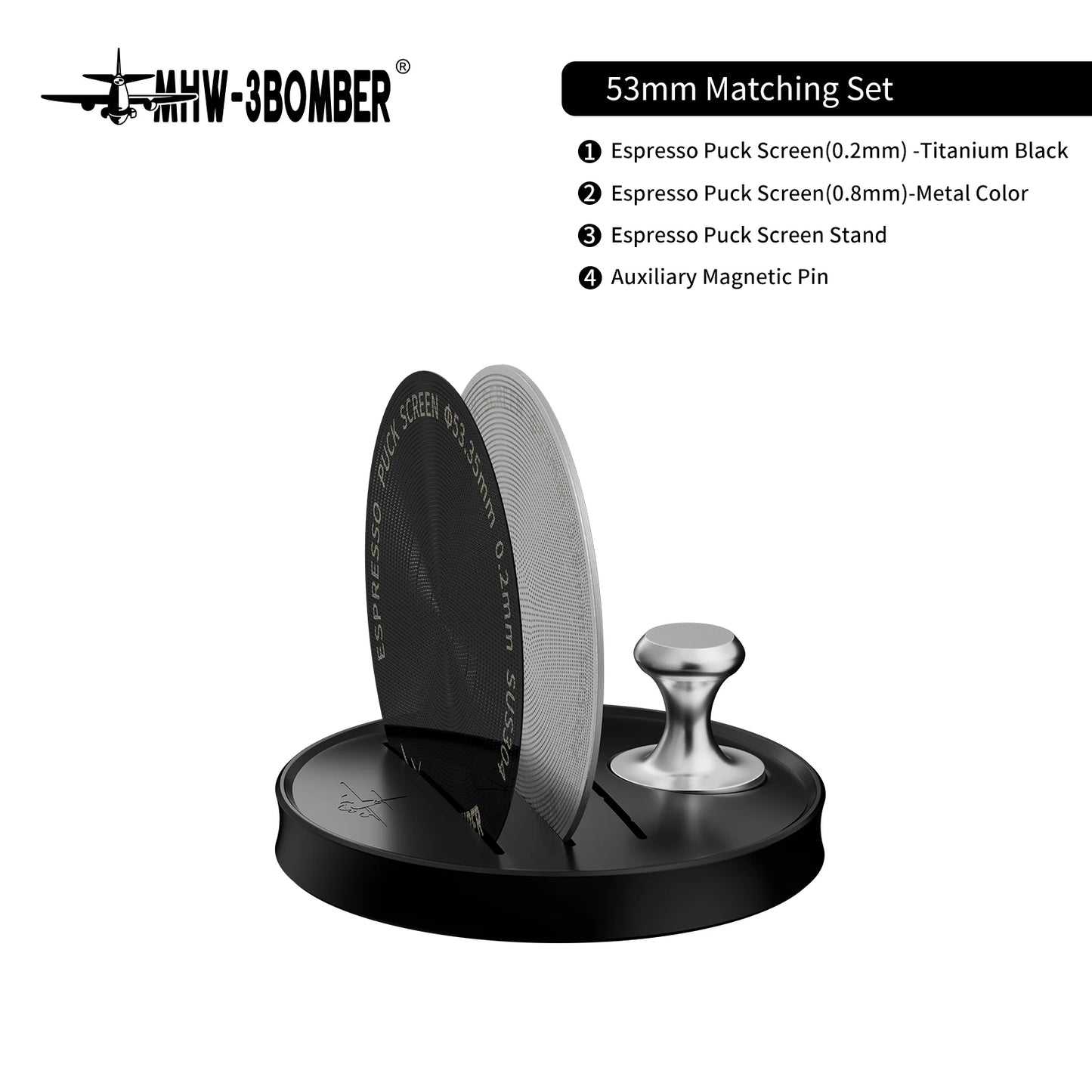 MHW-3BOMBER Espresso Puck Screen – 51/53/58.5mm Reusable Stainless Steel Coffee Filter, 0.8/0.2mm Thickness Coffee Tool