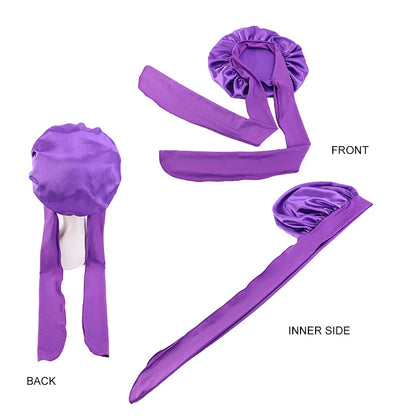 Satin Sleeping Cap for Women - Silky Bonnet with Wide Stretch Band, Solid Nightcap for Hair Care and Shower