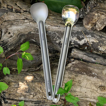 Tiartisan Titanium Long Handle Spork - Ultralight Portable Camping Cutlery for Outdoor Dining