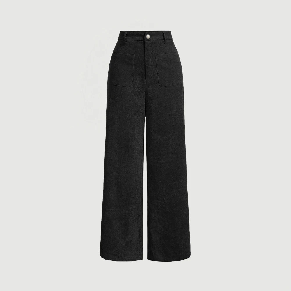 Mia Muse Women's All-Season Casual Pants – Retro Vintage Pocket, Natural Waist, Full Length for Any Occasion