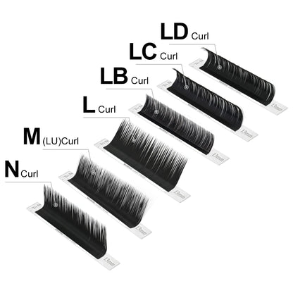 NAGARAKU Synthetic Mink Eyelash Extensions — 16 Lines, Mixed 7-15mm N/M/L/LB/LC/LD Curl High-Quality Individual Lashes