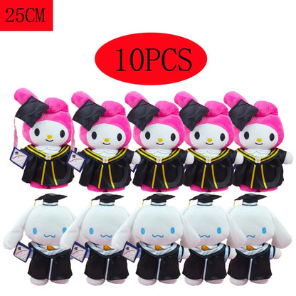 Anime Plush 25cm – Cinnamoroll, My Melody, Kuromi & Hello Kitty Kawaii Soft Stuffed Graduation Doll Gift