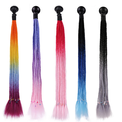 Elevate Your Motorcycle Style with 24-Inch Helmet Braid Pigtails Ponytail - Motorbike Braids Ponytail with Sucker for Women's Motorcycle Helmets