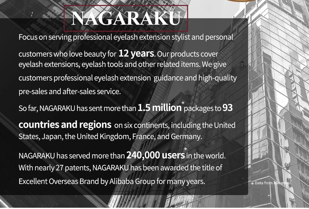 NAGARAKU Luxury Classic Eyelashes – 100% Handmade 16-Row Individual Matte Black Soft Eyelash Extensions