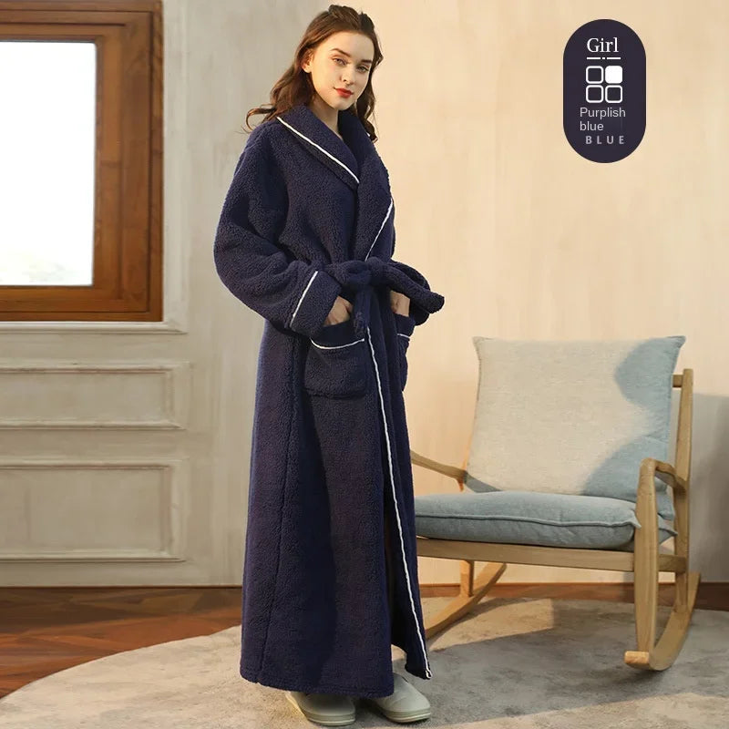2025 Autumn Winter Cotton Robe – Thick Comfortable Large-Size Bathrobe for Men & Women, Luxury Couple Pajamas