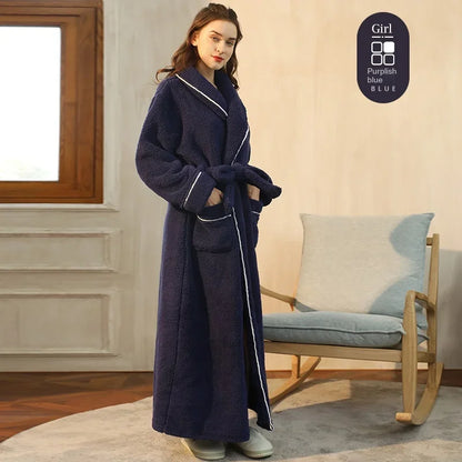 2025 Autumn Winter Cotton Robe – Thick Comfortable Large-Size Bathrobe for Men & Women, Luxury Couple Pajamas