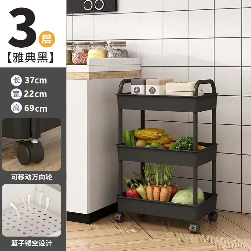 Multi-Layer Trolley Storage Rack - Mobile Organizer for Kitchen, Bedroom, and Bathroom, Ideal for Snacks and Baby Items