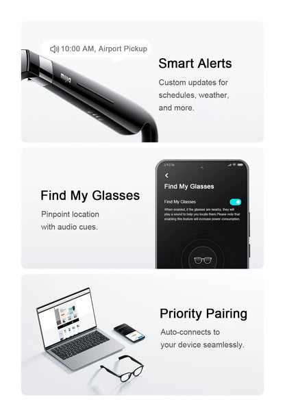 XIAOMI MIJIA Smart Audio Glasses Joyful Edition — Bluetooth 5.2, Detachable Headset, Long Standby, 2h Fast Charge, Anti-Leakage Sound