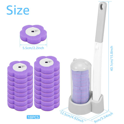 18/36Pcs Disposable Toilet Brush Kit - Wall-Mounted Bathroom Cleaning Tool with Long Handle & Refill WC Accessories