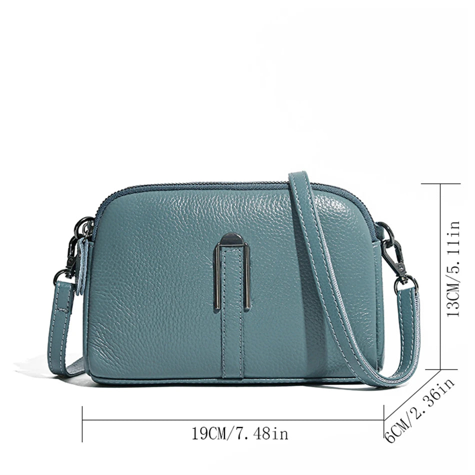 Luxury Genuine Leather Women's Crossbody Bag – Solid Color Shoulder Bag, Clutch & Messenger Purse