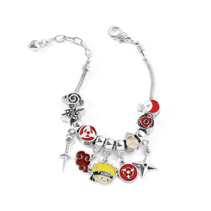 Naruto Anime Charm Bracelet with Figure Pendant & Beads – Akatsuki Cosplay Jewelry Bangle