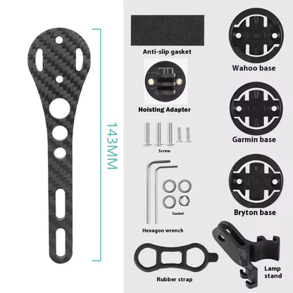 14g Carbon Fiber Bike Computer Mount - Lightweight Multifunctional Road Bike Light and GoPro Holder