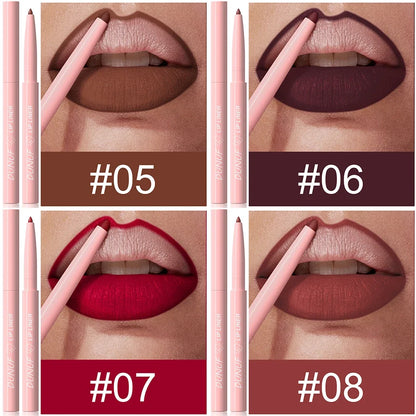 Matte Red Brown Lip Liner Pencil – Waterproof Slim Lip Contour Pen with Tapered Nib Long-Lasting Lip Stain