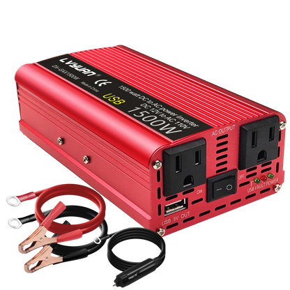 1500W-2600W Car Power Inverter – Portable DC12V to AC110V Charger for Phone, Laptop, Camera with US Socket