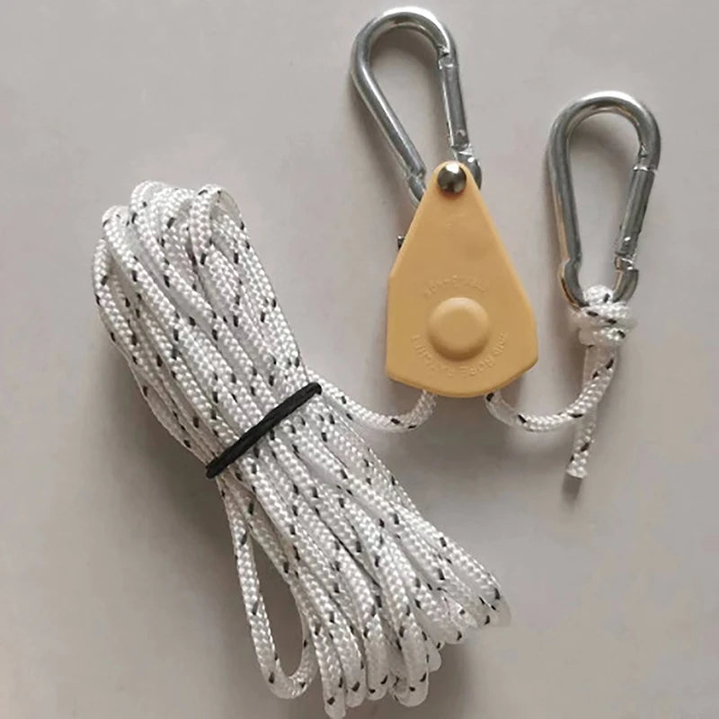 Camping Tent Reflective Windproof Rope – Adjustable Lanyard with Buckle & Pulley for Outdoor Equipment