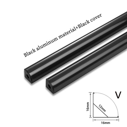 LED Aluminum Profile Channel - Black U/V Shape Housing Cover for 8-12mm Light Strips