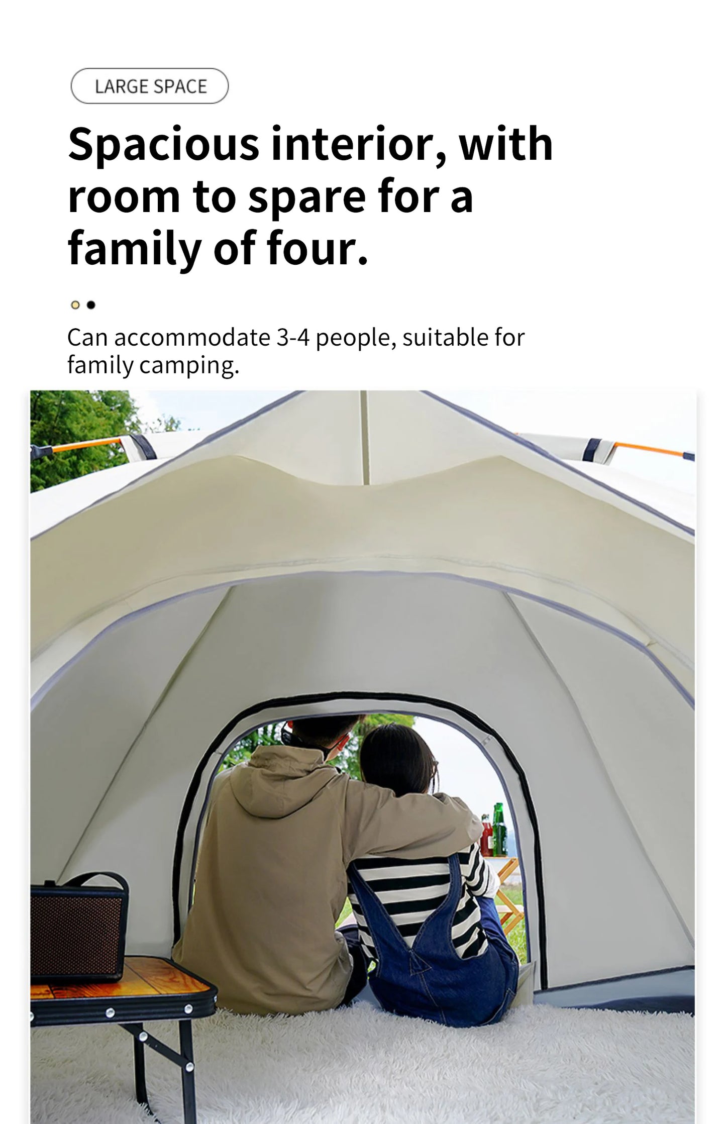 Outdoor Folding Tent – Fully Automatic Quick Open, 3-4 Person Self-Driving Camping Tent, Rain & Sun Proof, Portable