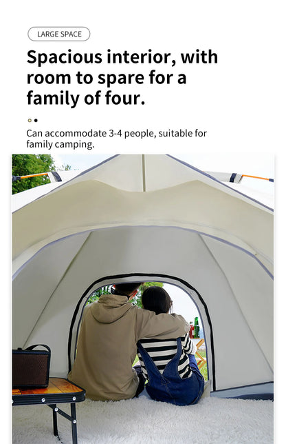 Outdoor Folding Tent – Fully Automatic Quick Open, 3-4 Person Self-Driving Camping Tent, Rain & Sun Proof, Portable