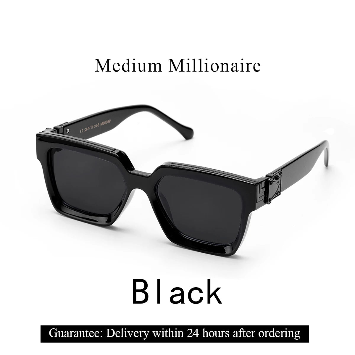 Ruiao Retro Black Millionaire Sunglasses – Luxury Square Designer Shades for Men & Women (2024)