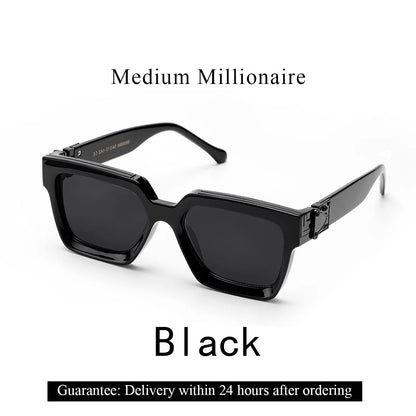 Ruiao Retro Black Millionaire Sunglasses – Luxury Square Designer Shades for Men & Women (2024)