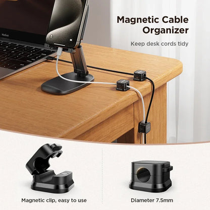 Joyroom Magnetic Cable Clips | Smooth Adjustable Cord Holder | Under Desk Cable Management Wire Keeper for Organized Cables