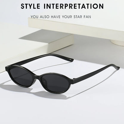 Retro Oval Frame Sunglasses - Trendy Small Cat Eye Punk Style UV Protection Shades