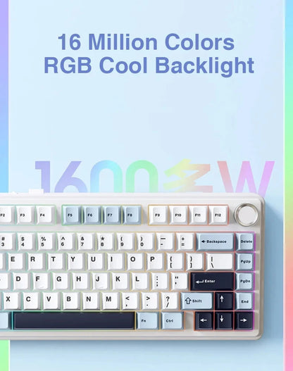 AULA F75 75% Mechanical Gaming Keyboard – 2.4G Wireless, Bluetooth, Wired, RGB, OEM Profile, Gasket Structure