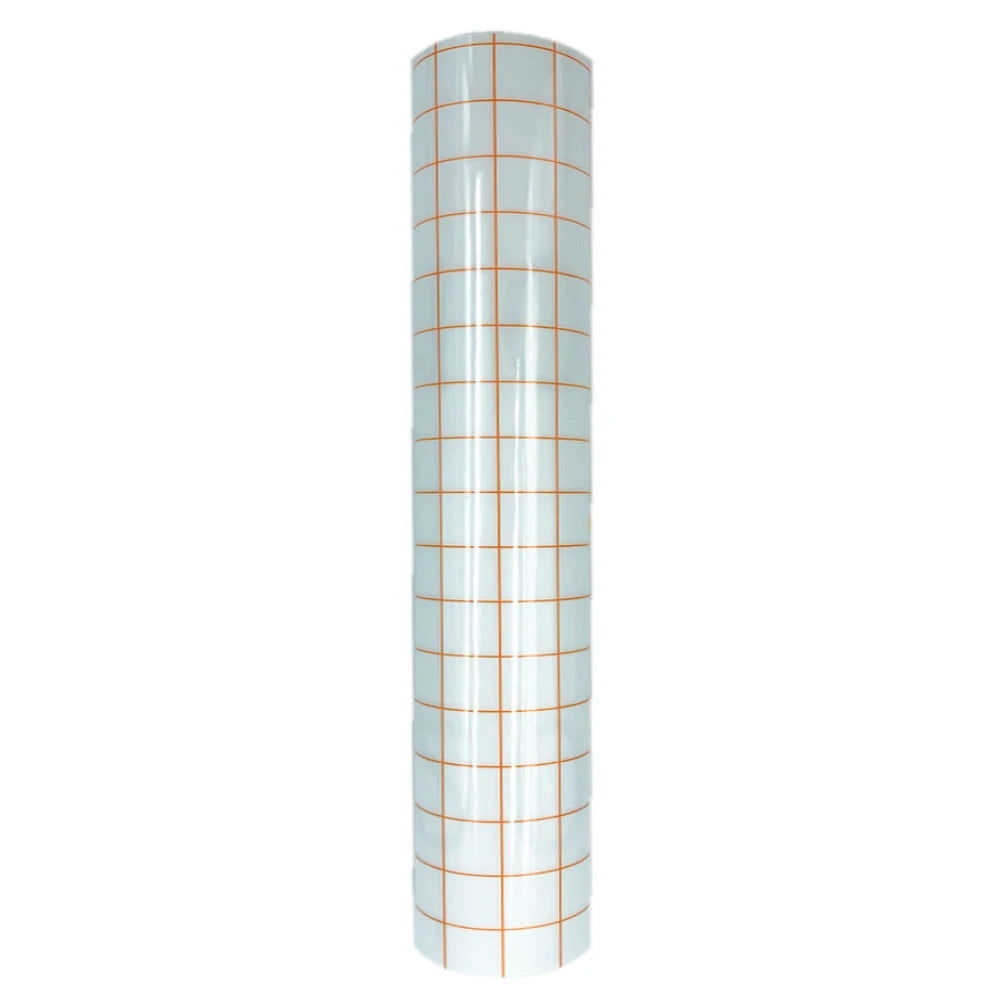 12 x 196 Inch Clear Vinyl Application Tape – Blue/Red Grid Transfer Paper for Car, Wall, and Craft Decals