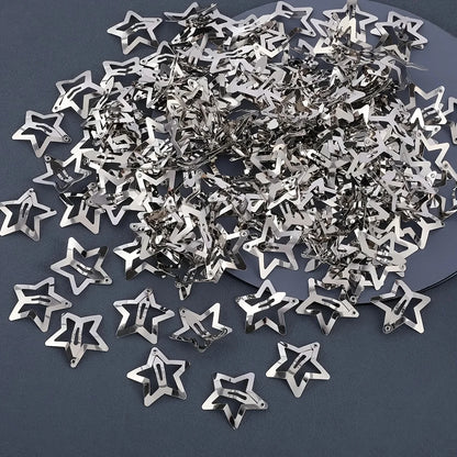 Y2K Silver Star Hair Clips - Metal Snap Clip Barrettes & Sparkle Hairpins for Girls, 5–200pcs