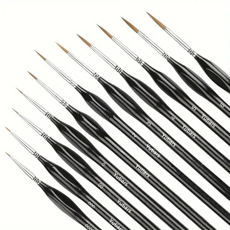 10/11PCS Miniature Paint Brush Set – Detail Tip Brushes with Ergonomic Handle for Acrylic & Oil Painting