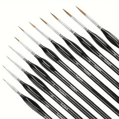10/11PCS Miniature Paint Brush Set – Detail Tip Brushes with Ergonomic Handle for Acrylic & Oil Painting