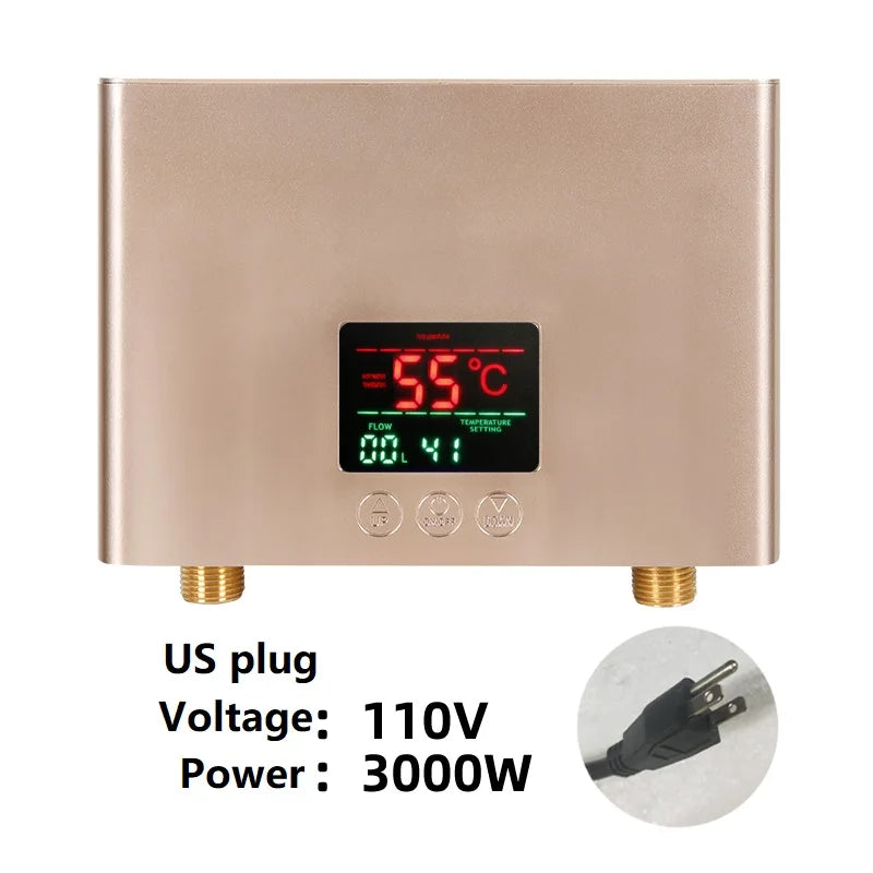 110V/220V Instant Water Heater 3000W/5500W | Wall-Mounted Electric Shower Heater for Bathroom & Kitchen Hot Water