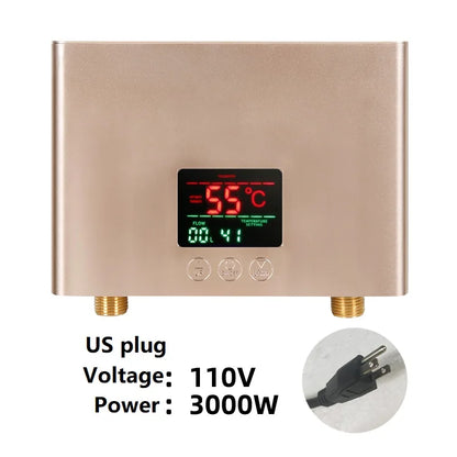 110V/220V Instant Water Heater 3000W/5500W | Wall-Mounted Electric Shower Heater for Bathroom & Kitchen Hot Water