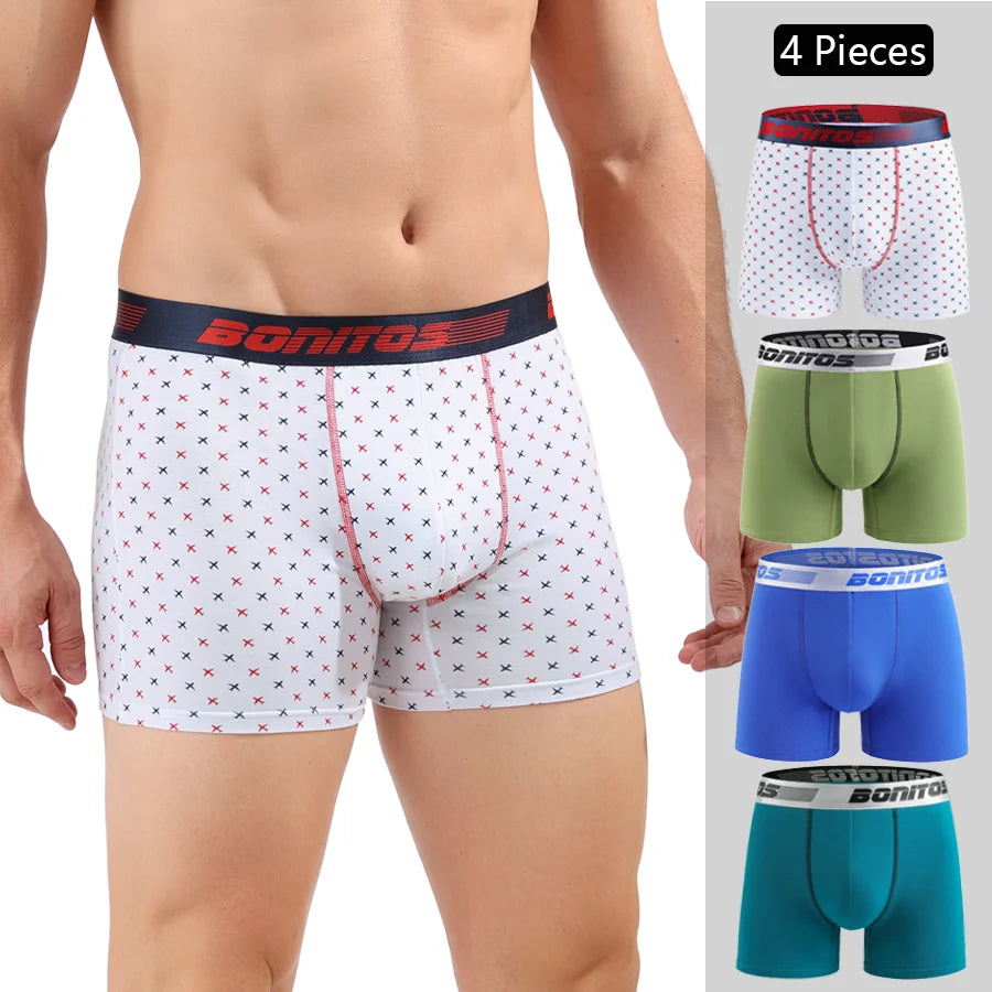 4pcs Men Cotton Boxer Shorts - Soft Comfortable Male Underwear Briefs Couple Boxers Set