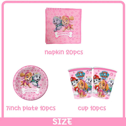 PAW Patrol Skye Pink Birthday Party Decorations Set – Foil Balloon Backdrop, Disposable Tableware & Baby Shower Supplies for Girls Kids Gifts