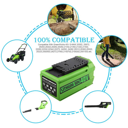 Greenworks 40V 6Ah G-MAX Li-Ion Replacement Battery – Compatible with Lawn Mowers & Power Tools