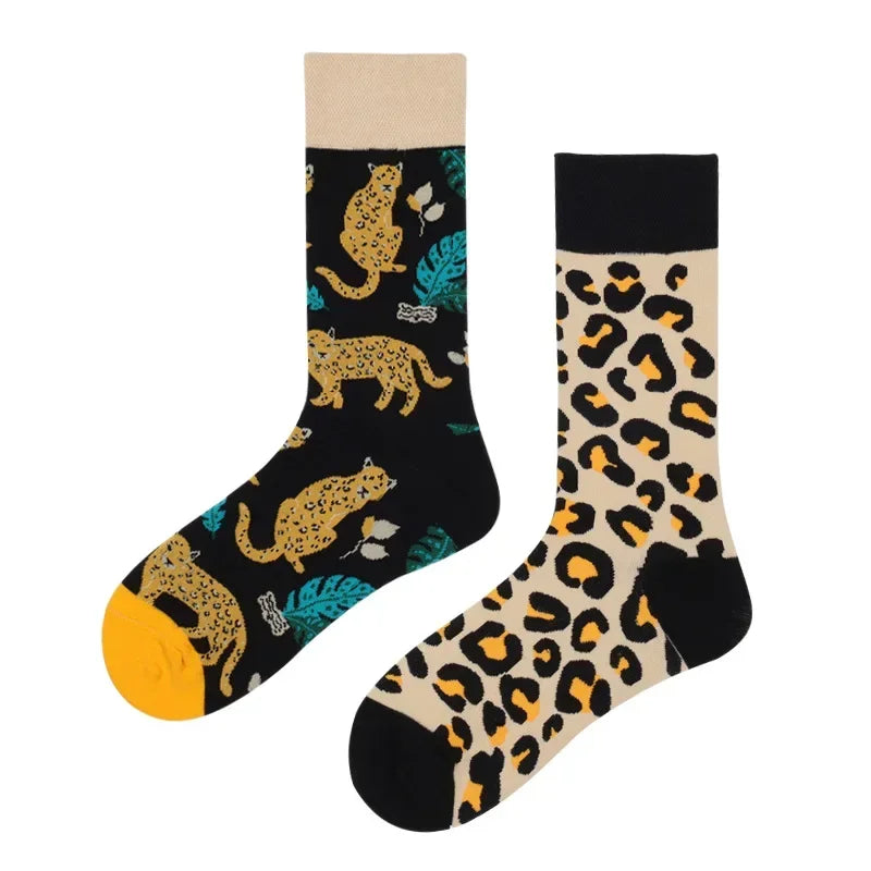WY_New Asymmetrical Couples Mandarin Ducks Cotton Socks – Fashion Sports Colorful Medium & High Sleeve Unisex Crew Socks, Trendy Couple Gift Socks