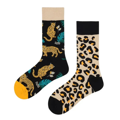 WY_New Asymmetrical Couples Mandarin Ducks Cotton Socks – Fashion Sports Colorful Medium & High Sleeve Unisex Crew Socks, Trendy Couple Gift Socks