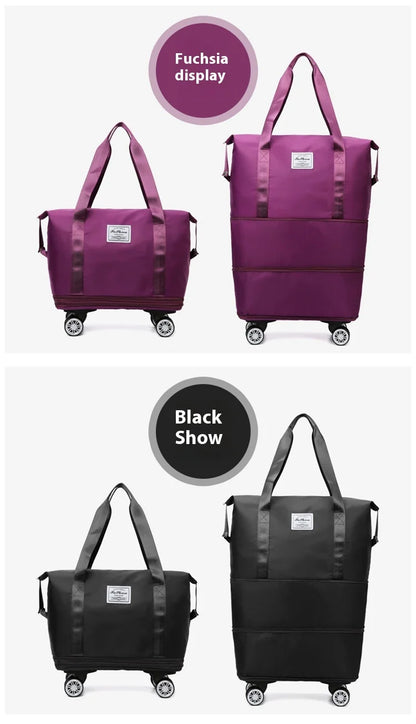 Oxford Cloth Large Travel Bag — Dry & Wet Separation, Detachable Universal Wheel Luggage