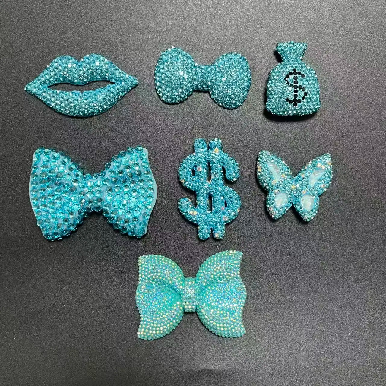 43PCS Luxury Charm Set — Diamond Bow, Perfume Bottle, Butterfly & Lip Decorations for Phone Case, Purse, and DIY Crafts