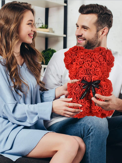 25cm Eternal Rose Teddy Bear – Artificial Flower Gift for Mom, Mother’s Day, Birthday, Valentine’s & Anniversary
