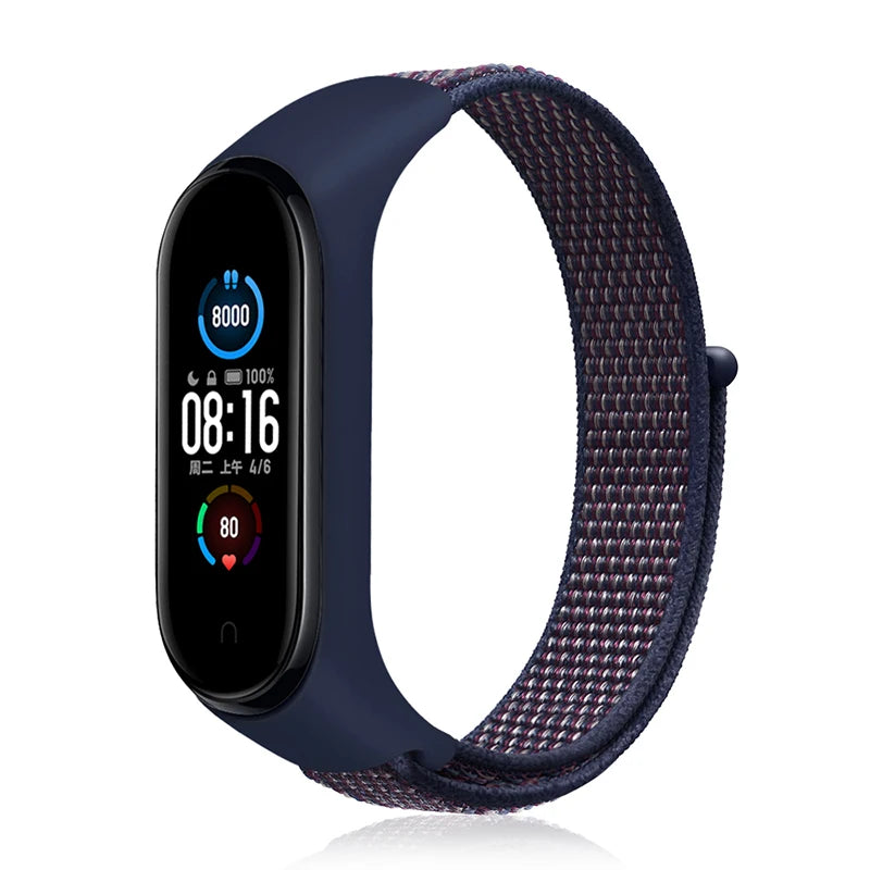 Nylon Loop Strap for Xiaomi Mi Band - Adjustable Sport Wristband Bracelet for Mi Band 3 4 5 6 7 8