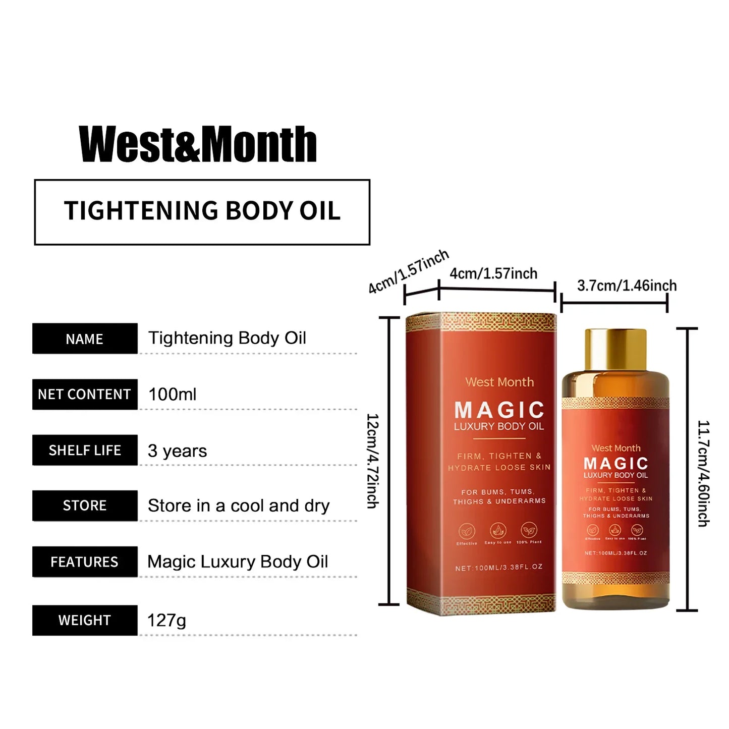 Body Firming & Lifting Oil – Moisturizing Skin Care for Sagging, Fine Lines & Brightening