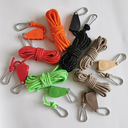 Camping Tent Reflective Windproof Rope – Adjustable Lanyard with Buckle & Pulley for Outdoor Equipment