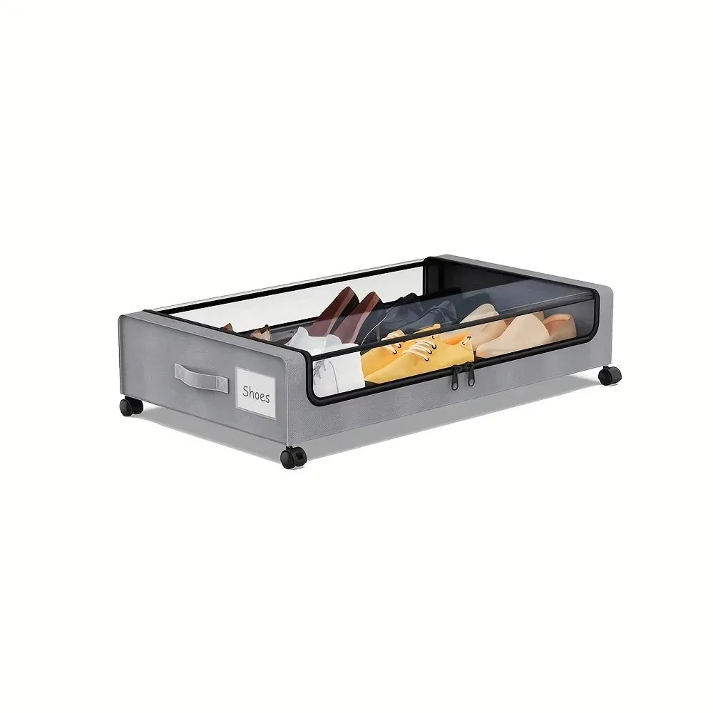 Underbed Storage Lockers with Wheels — Pull-Out Containers for Shoes & Clothes, Space-Saving for Dorms & Bedrooms