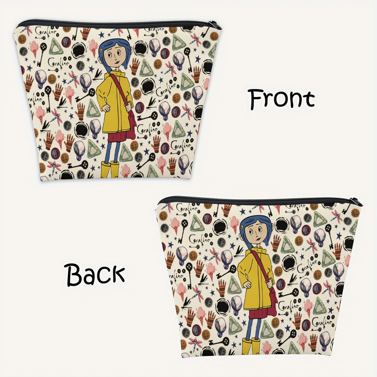 Fantasy Horror Cartoon Makeup Bag - Multifunctional Zipper Pouch & Jewelry Storage Organizer
