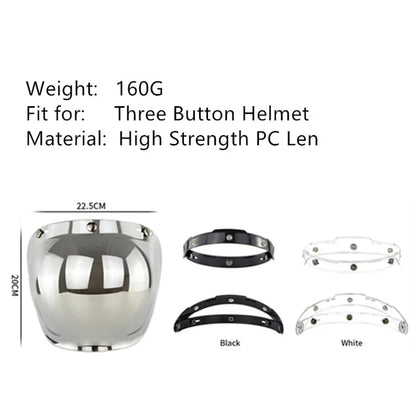 Open Face 3/4 Motorcycle Helmet Visor — Flip-Up Bubble PC Lens Windshield Shield for Casco Moto